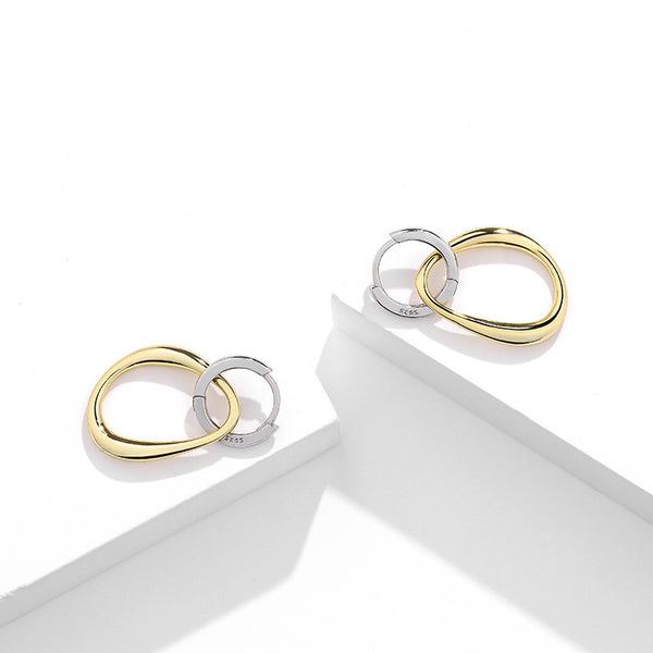 FE2487 925 Sterling Silver Dainty Circle Dangle Earrings