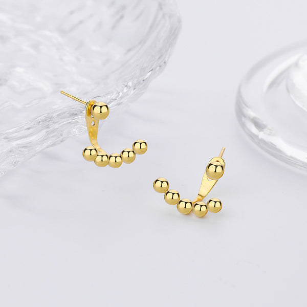 FE2627 925 Sterliang Silver Dainty Round Beads Stud Earring