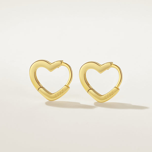 FE2278 925 Sterling Silver Heart Huggie Hoop Earrings