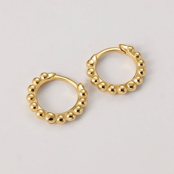 FE2110 FE2111 925 Sterling Silver Minimalist Beads Hoop Earrings