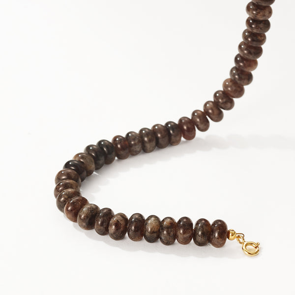 PB0135 925 Sterling Silver Brown Beaded Bracelet