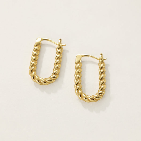 FE2391 925 Sterling Silver Bead Oval Hoop Earrings