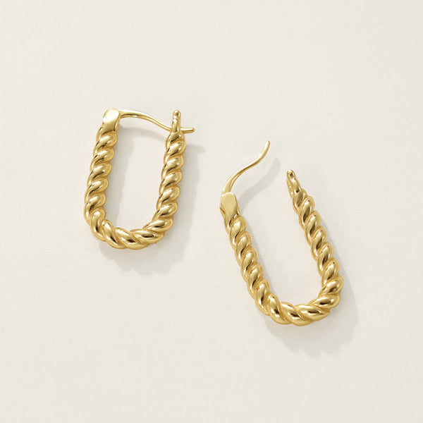 FE2391 925 Sterling Silver Bead Oval Hoop Earrings