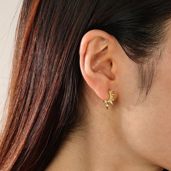 FE2329 925 Sterling Silver Spike Hoop Earrings