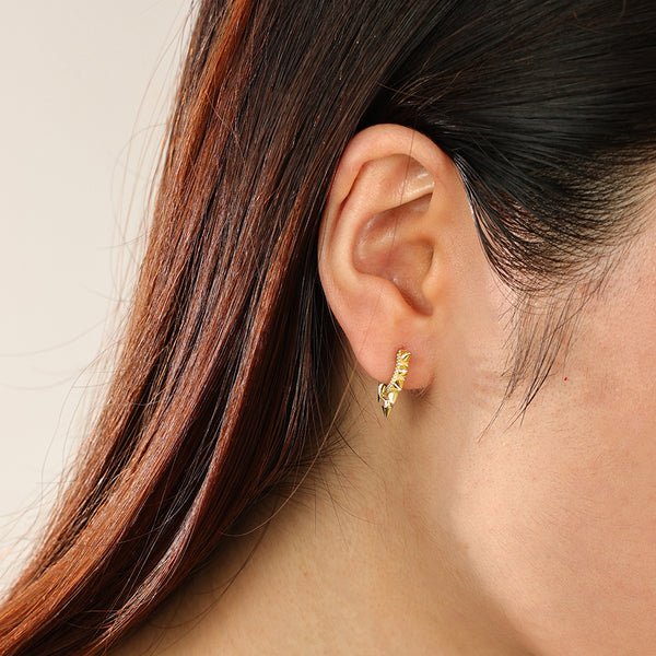 FE2329 925 Sterling Silver Spike Hoop Earrings