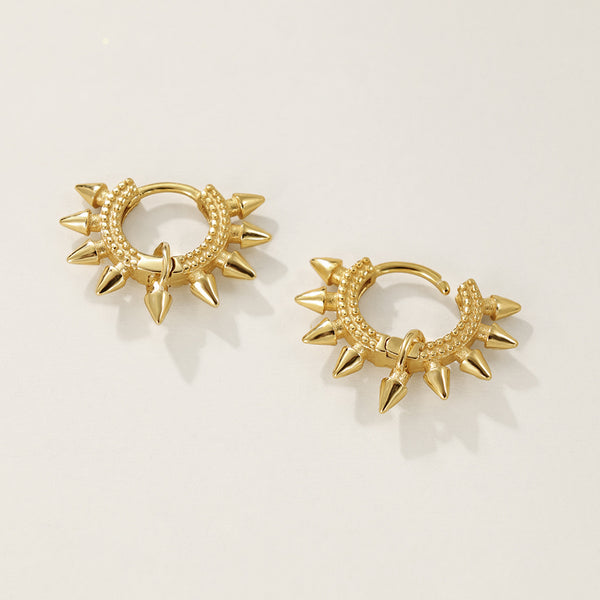 FE2329 925 Sterling Silver Spike Hoop Earrings