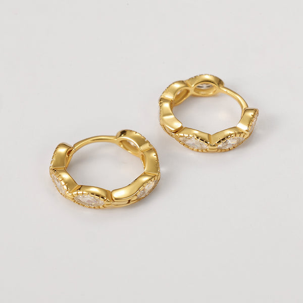 FE2162 925 Sterling Silver Demi-Fine Marquise Cubic Zircon Hoop Earrings