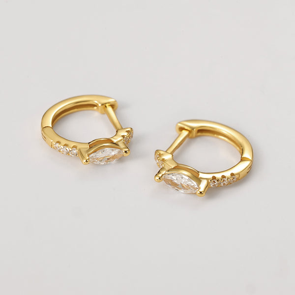 FE2157 925 Sterling Silver Luxury Marquise Zircon Hoop Earrings