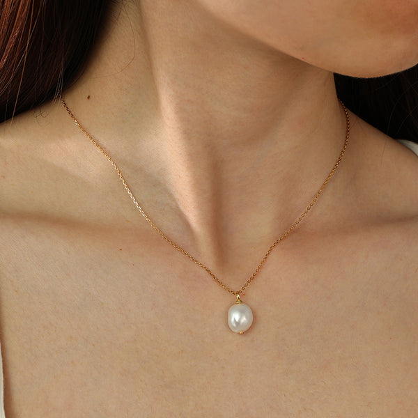 PN0141 925 Sterling Silver Baroque Pearl Pandent Necklace