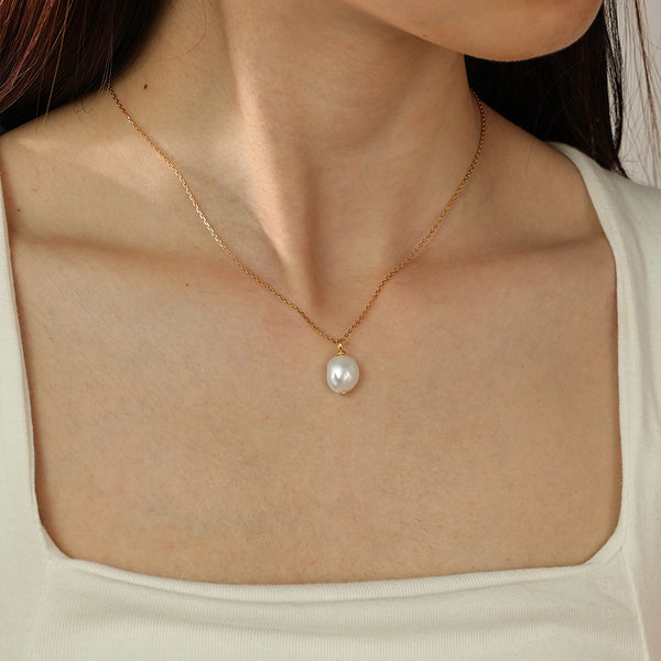 PN0141 925 Sterling Silver Baroque Pearl Pandent Necklace
