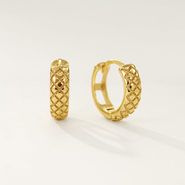 FE2357 925 Sterling Silver Textured Hoop Earrings