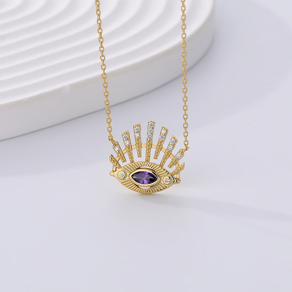 FX1254 925 Sterling Silver Evil Eye Pendant Necklace