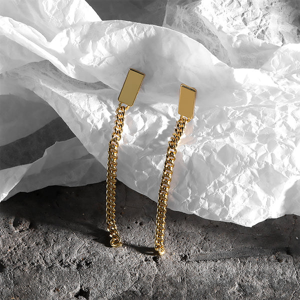 FE2656 925 Sterling Silver Vintage Long Tassel Stud Earrings