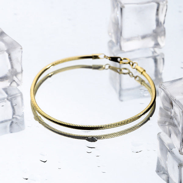 FS0371 925 Sterling Silver Simple Snake Bone Bracelet