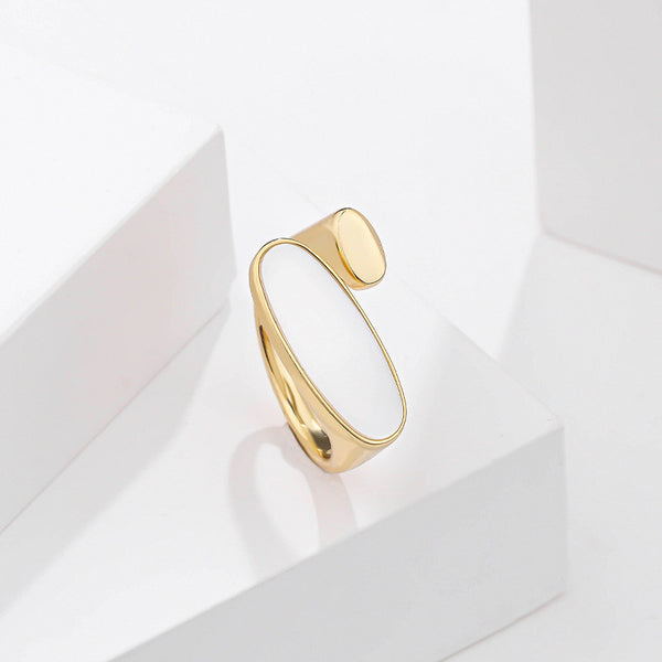 FJ0844 925 Sterling Silver Abalone Shell Ring