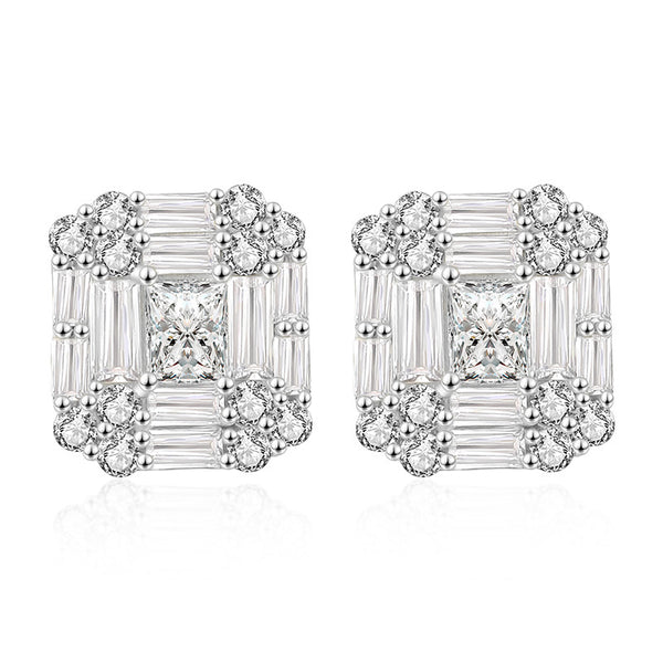 FE3007 925 Sterling Silver Square Stud Earrings
