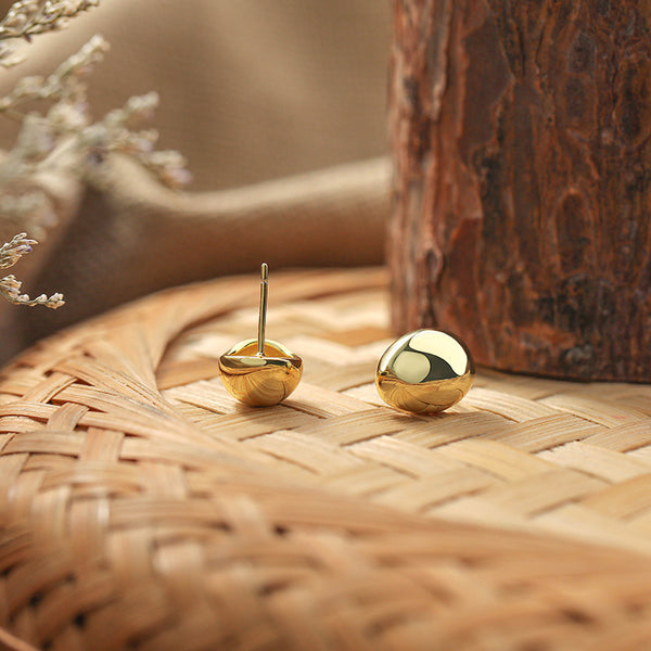 FE2705 925 Sterling Silver Small Bean Stud Earrings