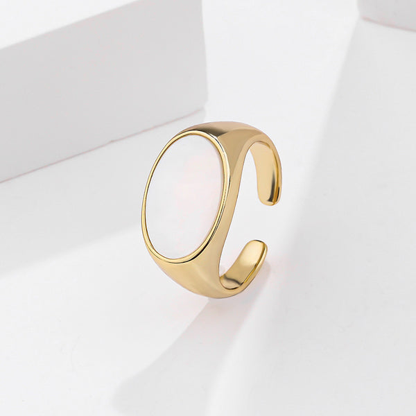 FJ0858 925 Sterling Silver Oval Shell Ring