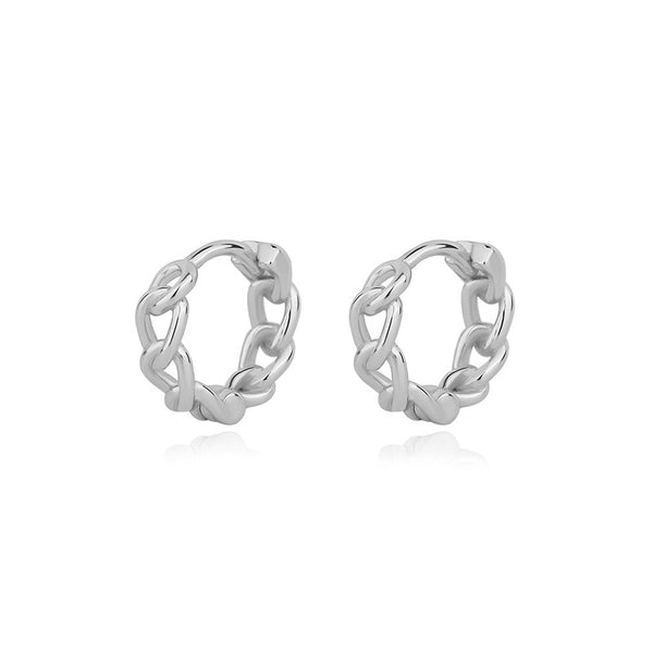 FE3067 925 Sterling Silver Chain Link Hoop Earring