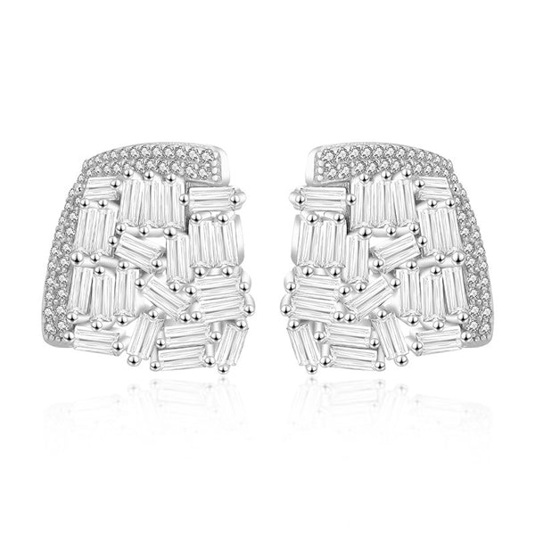 FE2992 925 Sterling Silver Personality Fashion Square Stud Earrings