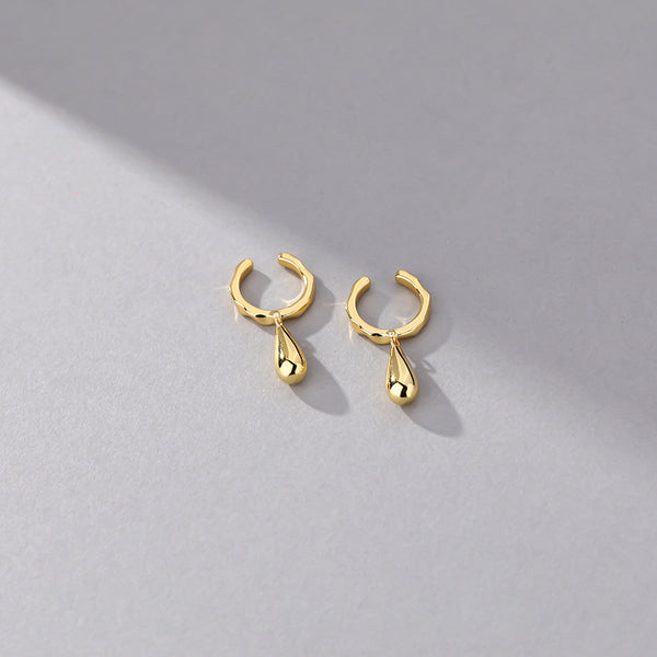 FE2513 925 Sterling Silver Water Drop Dangle Hoop Earring