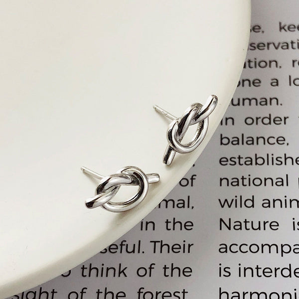 FE2597 925 Sterling Silver Dainty Little Knot Stud Earring