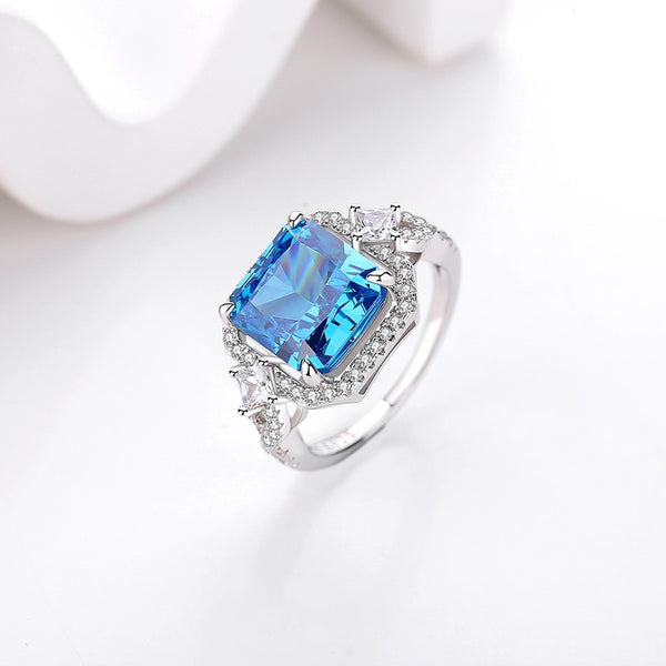 FJ1038 925 Sterling Silver Ice Cut Pink & Blue Zirconia Adjustable Ring