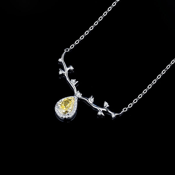 FX1224 925 Sterling Silver Buckhorn Teardrop Pendant Necklace