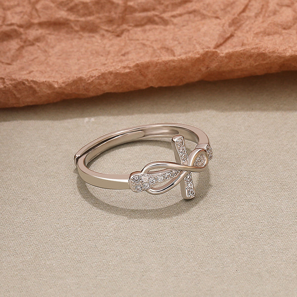 FJ0991 925 Sterling Silver Zircon Cross Mobius Ring