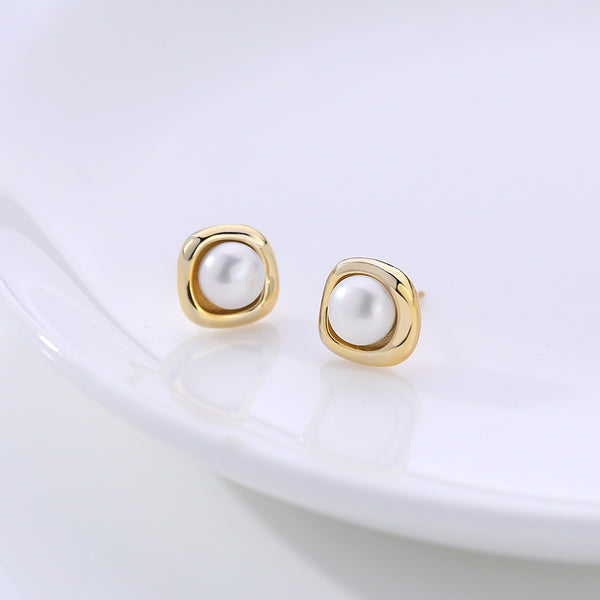 FE2620 925 Sterling Silver Bread Pearl Stud Earring