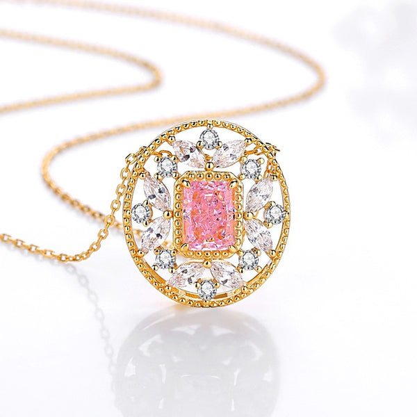 FX1217_D 925 Sterling Silver Hollowed CZ Necklace