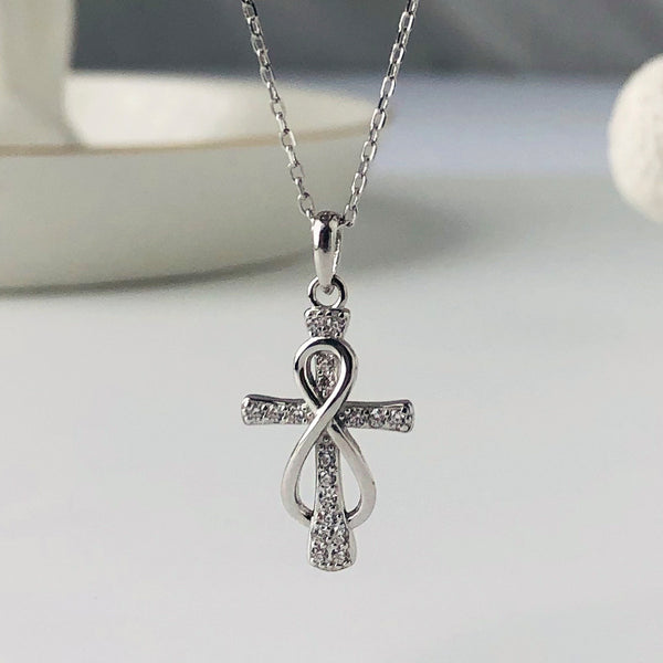 FX1170 Endless Circle Cross Pendant Necklace