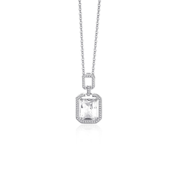 FX1247 925 Sterling Silver Interlocking Diamond Necklace