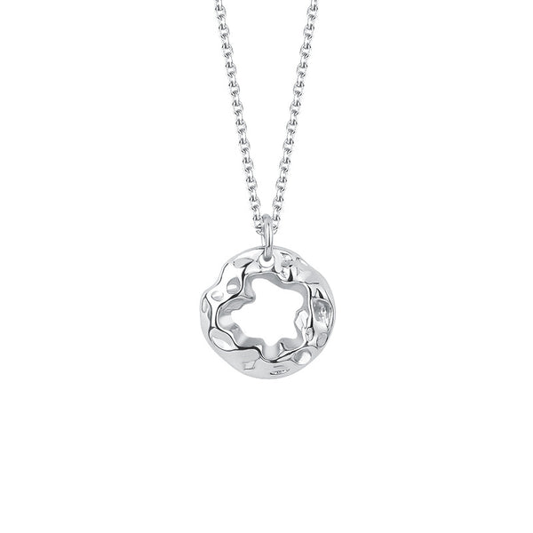 FX1116 925 Sterling Silver Openwork Pleated Texture Necklace