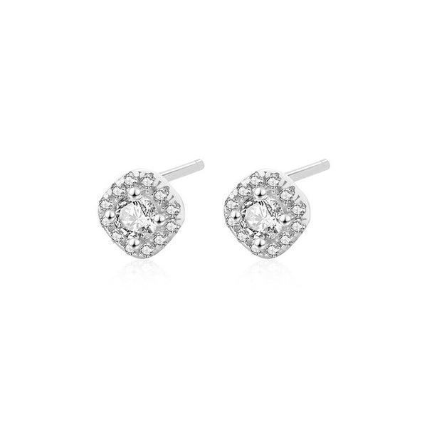 FE3065 925 Sterling Silver Geometric Full CZ Stud Earrings