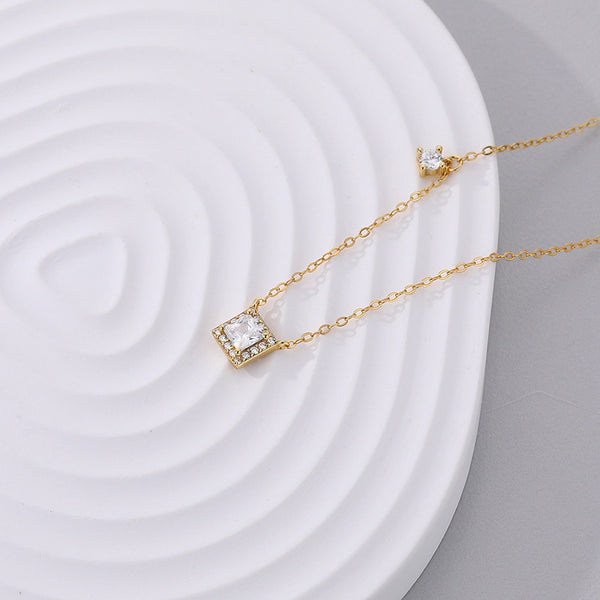 FX1255 925 Sterling Silver Pave CZ Pendant Necklace