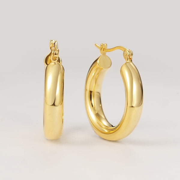 FE2082 925 Sterling Silver Custom Chunky Polished Hoop Earrings