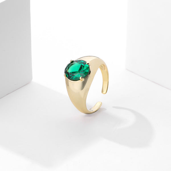 FJ0960 925 Sterling Silver Claw-set Gemstone Ring