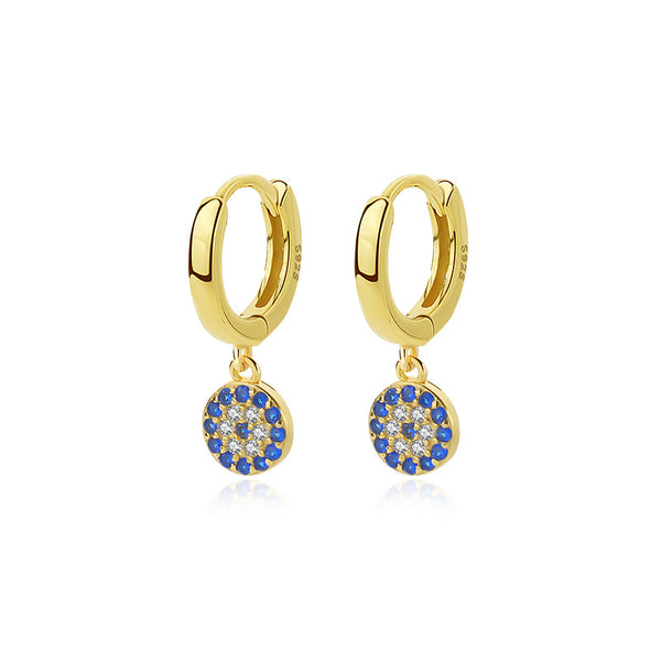 FE2490 925 Sterling Silver Dainty CZ Stone Circle Dangle Earrings