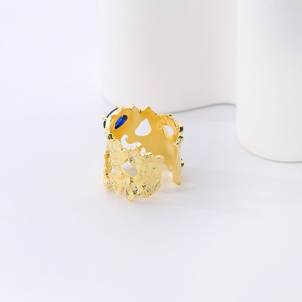 FJ0945 925 Sterling Silver Blue Zircon Ring