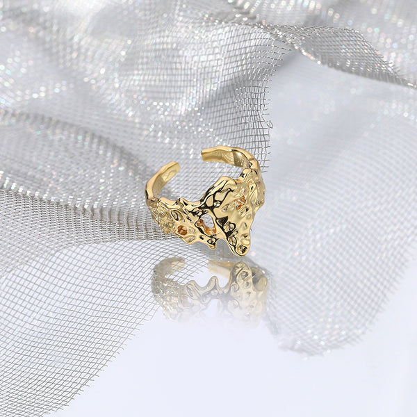 FJ0930 925 Sterling Silver Chunky Melted Ring