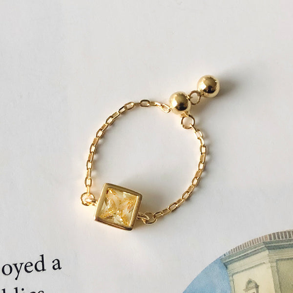 FJ0842 925 Sterling Silver Cubic Zirconia Chain Ring