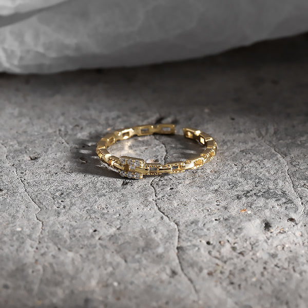 FJ0872 925 Sterling Silver Interlocked CZ Ring