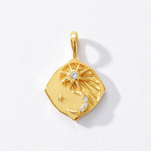 VFD0253 Geometric Starburst Crescen Necklace Charm Pendant