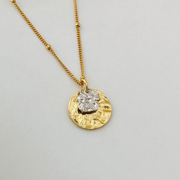 FX1156 925 Sterling Silver Double Color Lava Texture Pendant Necklace