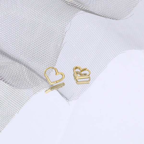 FE2579 925 Sterling Silver Dainty Love Heart Hoop Earring