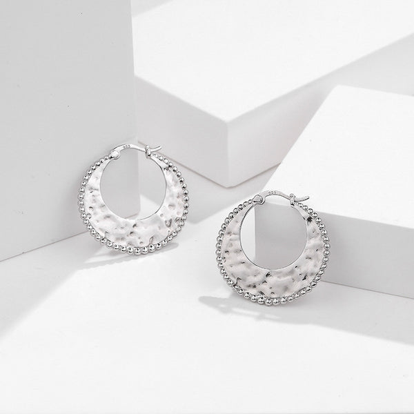 FE2478 925 Sterling Silver Oval Shape Hoop Earrings