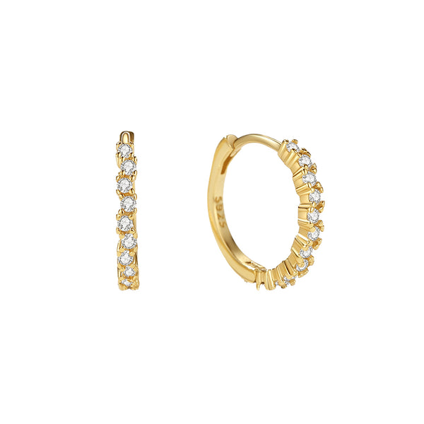 FE2316  925 Sterling Silver Classic Cubic Zirconia Hoop Earrings