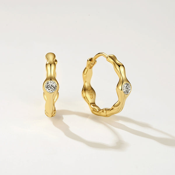 VFE0009 Vintage CZ Huggie Hoop Earrings