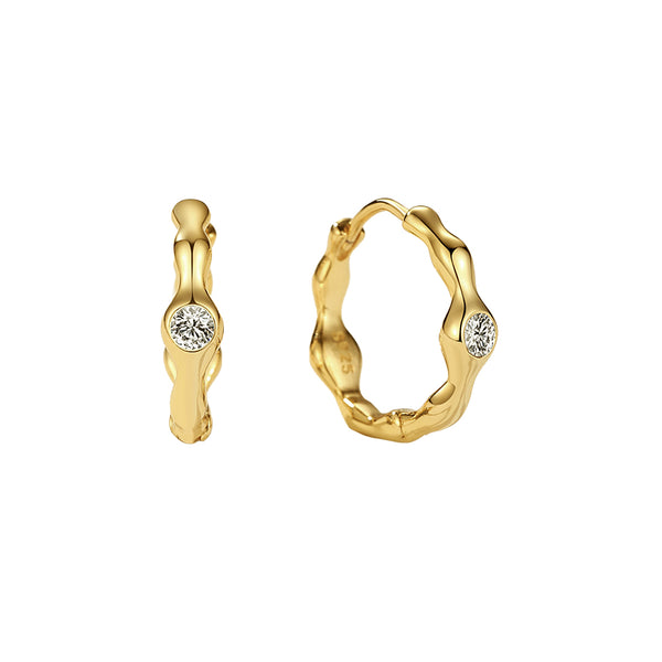 VFE0009 Vintage CZ Huggie Hoop Earrings
